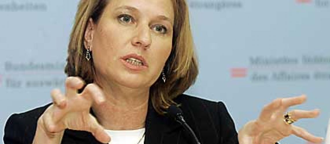 Israeli Foreign Minister Tzipi Livni speaks during a press conference after her talks with her Austrian counterpart Ursula Plassnik, on Wednesday, March 1, 2006, at the foreign ministry in Vienna. (AP Photo/Ronald Zak)